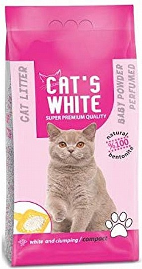 חול מתגבש CATS WHITE טלק 10 ליטר