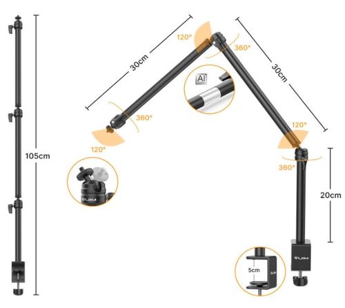 זרוע מפרקית ulanzi 2666 ls08 three section frection arm