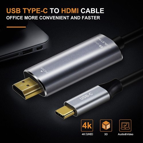 כבל Cabletime USB C to HDMI Cable Type C HDMI Adapter M/M 4K 60Hz Converter 1.8m