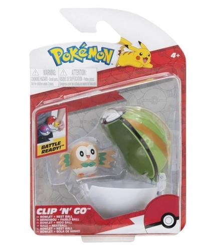 דמות פעולה של פוקימון עם כדור בליסטר - ROWLET + NEST BALL