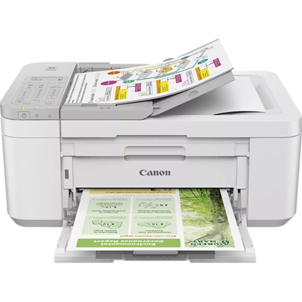 מדפסת דיו משולבת אלחוטית Canon PIXMA TR4756i 4-in-1 צבע לבן (מק"ט 5074C073AA) כולל פקס ומזין מסמכים אוטומטי למשרד הביתי