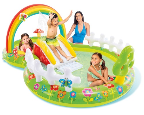 מרכז פעילות ובריכה עם מגלשה ומזרקה מהיבואן הרשמי - גן הפרחים 