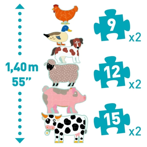 פאזל שלבים חיות חווה - 9,12,15