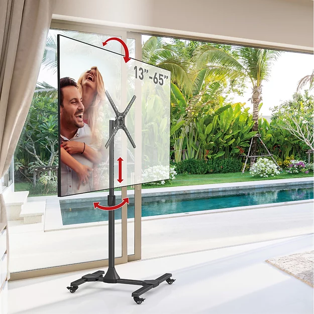 עגלה ברקן עם אפשרות הטייה וכוונון גובה למסכים 13 - 65 אינץ