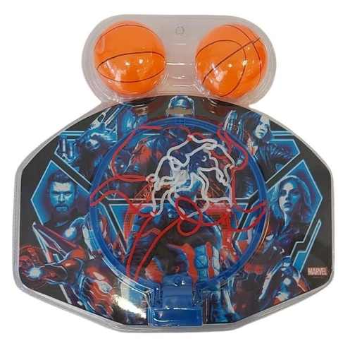 לוח כדורסל לתלייה בבית בעיצוב הנוקמים של מארוול, כולל שני כדורי סל קטנים