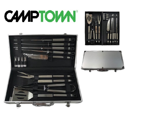 סט 14 חלקים למנגל במזוודת אלומיניום CAMPTOWN