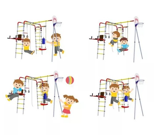מתקן ספורט נינג'ה הכולל 3 סולמות, מתח עליון ובר כושר, טבעות התעמלות, חבל טיפוס וסל - דגם PRO MAX 7