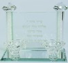 זוג פמוטים קריסטל מחובר שבבים לבנים שבת קודש