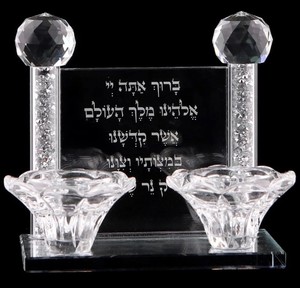 זוג פמוטים מחובר נצנצים + הדלקת נרות 12X13 ס”מ