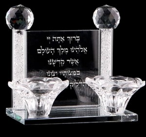זוג פמוטים מחובר נצנצים + הדלקת נרות 12X13 ס”מ