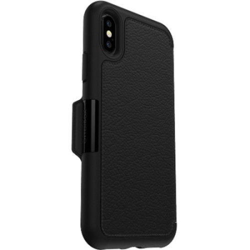 נרתיק OtterBox Strada מעור אמיתי לאייפון iPhone X/XS בצבע שחור