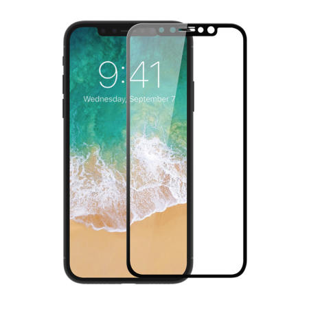 מגן מסך זכוכית לאייפון iphone X עם מסגרת שחורה