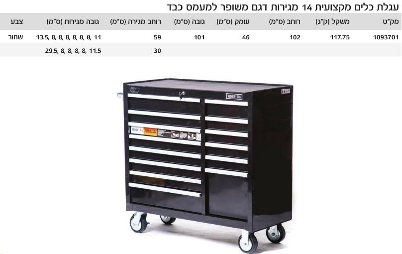 עגלת כלים מחוזקת מעמס כבד