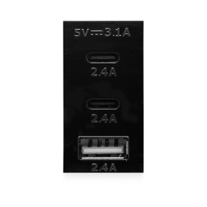 מטען USB כולל 3 יציאות 3.1A 2C+A שחור 1 מודול ניסקו סוויץ' Nisko