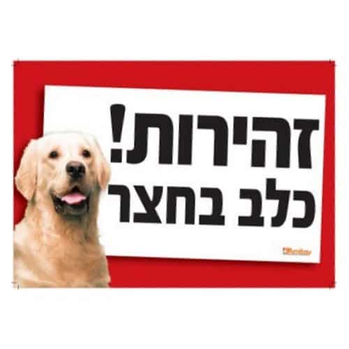 שלט זהירות כלב בחצר גולדן