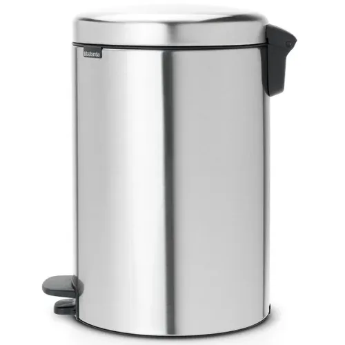 פח ברבנטיה 20 ליטר Brabantia ניקל מוברש מתוך קולקציית פחי אשפה לשירותים (תקריב של המוצר) - קל לניקוי ותחזוקה לשמירה על מראה חדש ומבריק