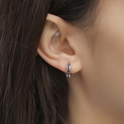 עגילי וינטג' ספיר מזהב 14K