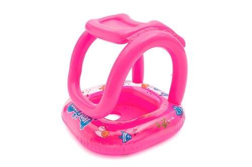 גלגל צלון פעוטות מתנפח עם מגן שמש בצבע ורוד 