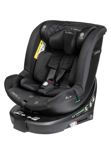כיסא בטיחות מסתובב 360º משולב בוסטר דגם I-PROTE PLUS בתקן I-Size צבע שחור ספורטליין