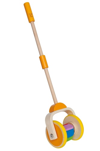 משחק דחיפה מעודד הליכה עם גלגלים שקטים מעץ - קשת הצבעים