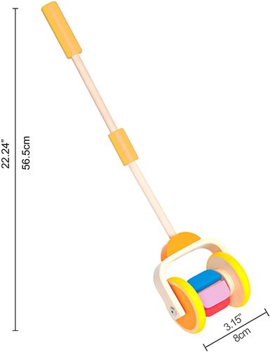 משחק דחיפה מעודד הליכה עם גלגלים שקטים מעץ - קשת הצבעים