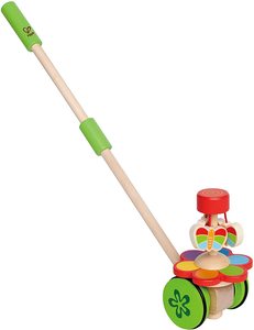 משחק דחיפה מעודד הליכה עם גלגלים שקטים מעץ - פרפרים מרקדים