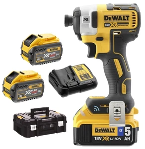 מברגת אימפקט נטענת בראשלס + 2 סוללות DeWALT DCF888P2T BL 18V BLUETOOTH 5Ah