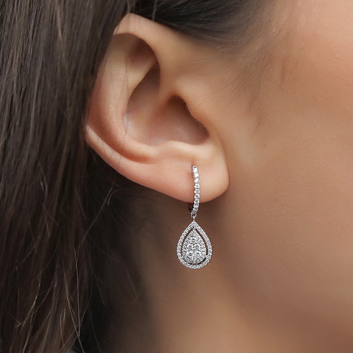 עגילי טיפות יהלומים 0.83ct מזהב 14K