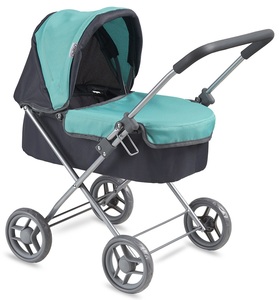 עגלת בובה 4 גלגלים עם סל שכיבה My Doll Carrycot - טורקיז