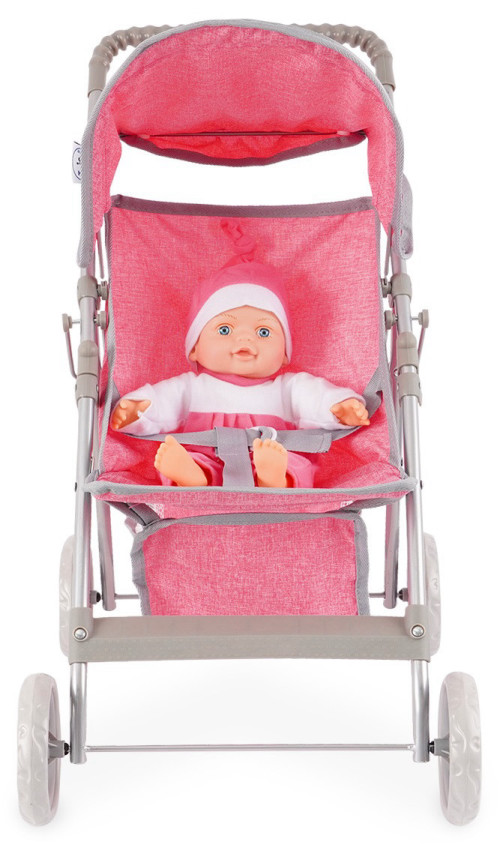 עגלת בובה 4 גלגלים בייסיק פלוס +My Doll Basic - ורוד