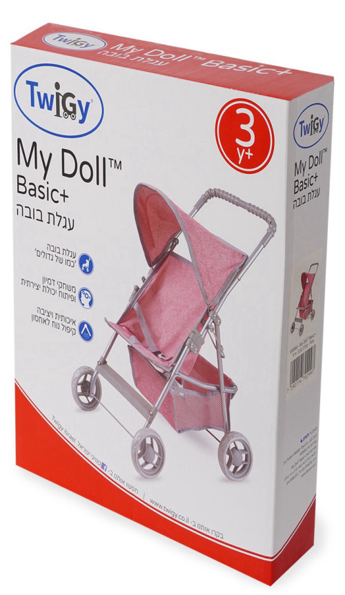 עגלת בובה 4 גלגלים בייסיק פלוס +My Doll Basic - ורוד