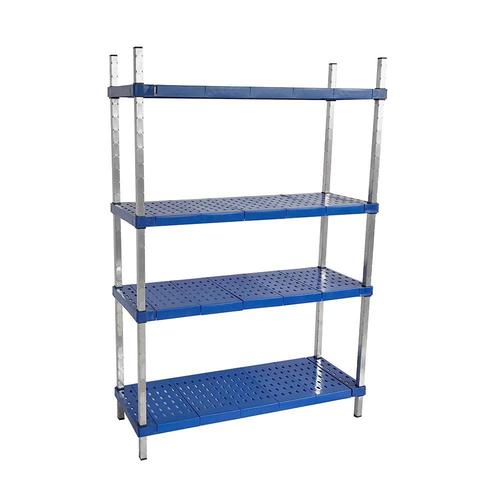 סט מדפים 4 קומות פלסטיק מסגרת נירוסטה  1211X372 מ