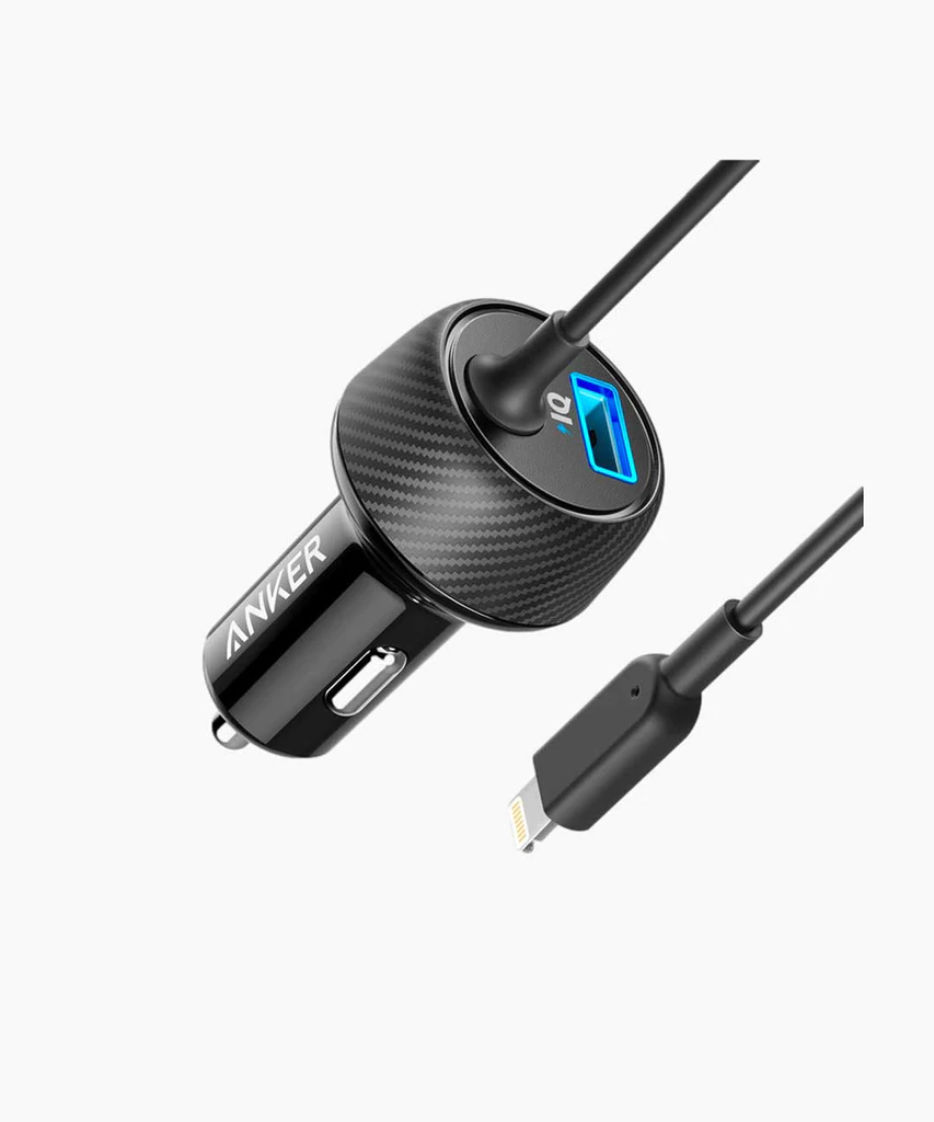 מטען רכב ANKER POWERDRIVE 2 ELITE 24W + Lightning Cable