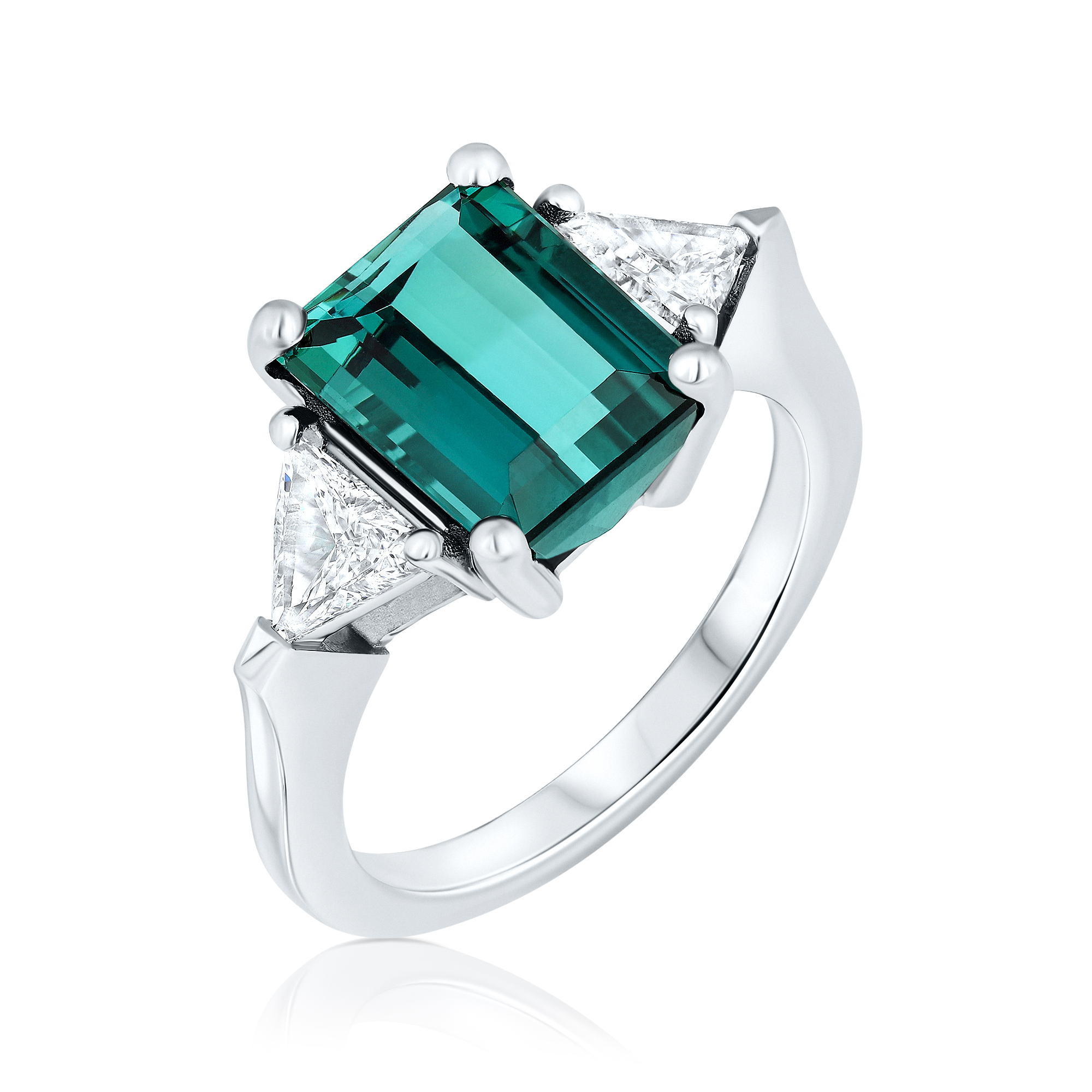 טבעת Tourmaline Mendi ויהלומים בצורת משולש