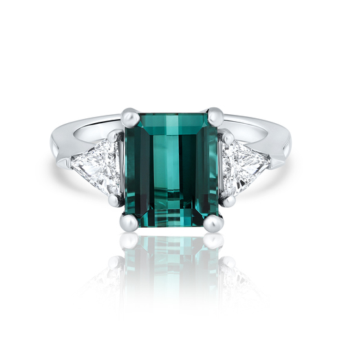 טבעת Tourmaline Mendi ויהלומים בצורת משולש