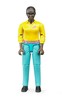 דמות משחק BWORLD עם גפיים זזים לבושה חולצה צהובה ומכנס טורקיז 