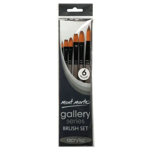 סט מכחולי Gallery לאקריליק 6 מכחולים Mont Marte