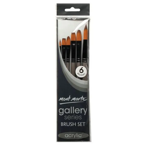 סט מכחולי Gallery לאקריליק 6 מכחולים Mont Marte