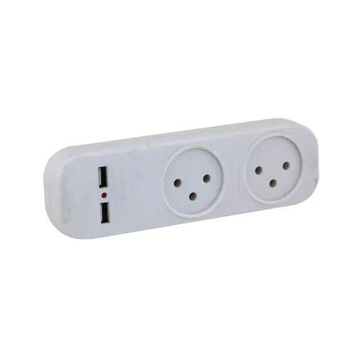 פצל חשמל שתי שקעים + שתי USB 3.1