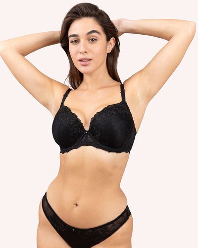 חזיה תחרה מרופדת שחור