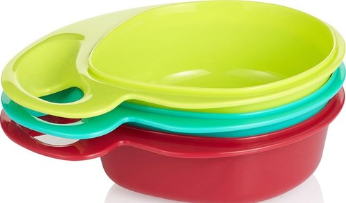 שלישיית קערות האכלה לתינוק עם ידית אחיזה ארגונומית 300 מ