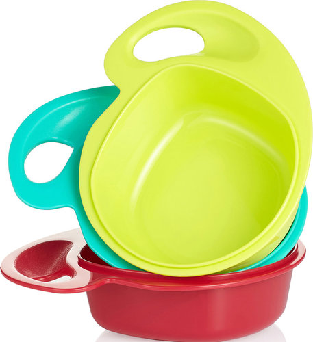 שלישיית קערות האכלה לתינוק עם ידית אחיזה ארגונומית 300 מ