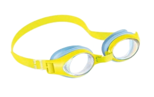 משקפי שחייה לילדים JUNIOR בגיל 3-8 עם עדשות UV ורצועה מתכווננת - צהוב/תכלת