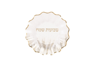 צלחות נייר בינוניות שבועות זהב לבן - 10 יח