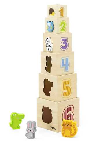 מגדל 6 קוביות מעץ