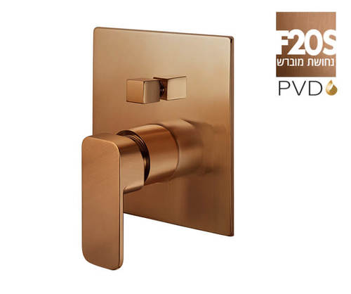 מערכת קיר 305488F20S אינטרפוץ קומפלט (גוף פנימי + כיסוי) 4 דרך נחושת מוברש PVD סדרת רומא חמת