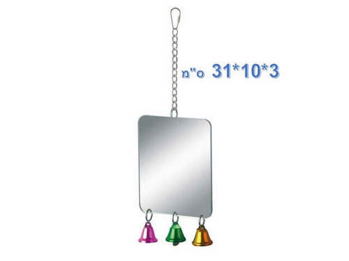 מראה מרובעת עם פעמונים לציפורים 01452