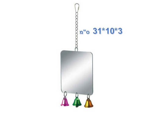 מראה מרובעת עם פעמונים לציפורים 01452
