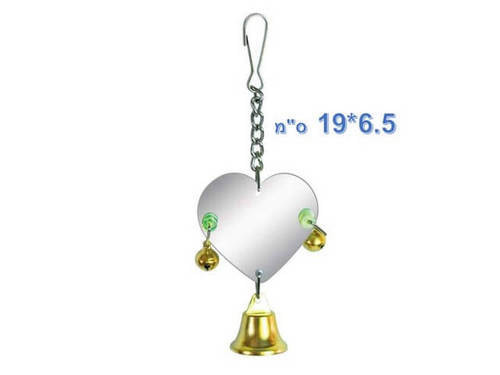 מראה בצורת לב עם פעמון לציפורים 01349