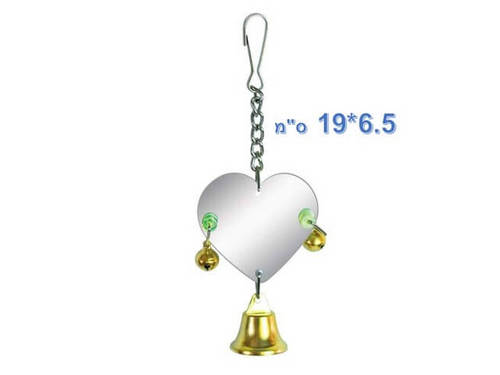 מראה בצורת לב עם פעמון לציפורים 01349